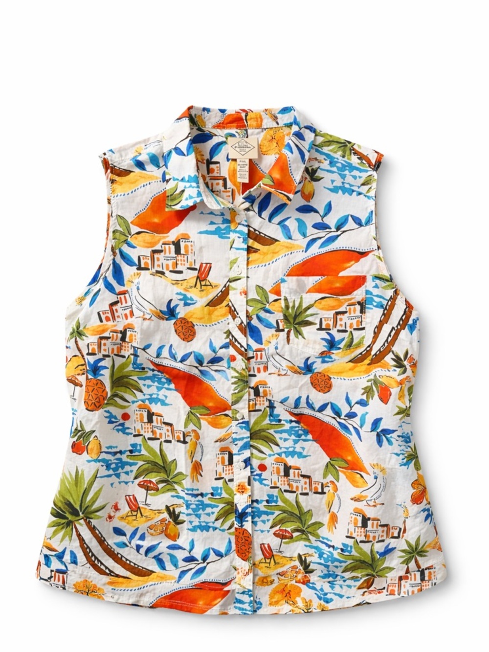 St. John's Bay Multicolor Tropical Print Resort Sleeveless Blouse.